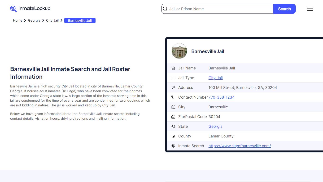Barnesville Jail Inmate Search - Barnesville Georgia - Inmate Lookup