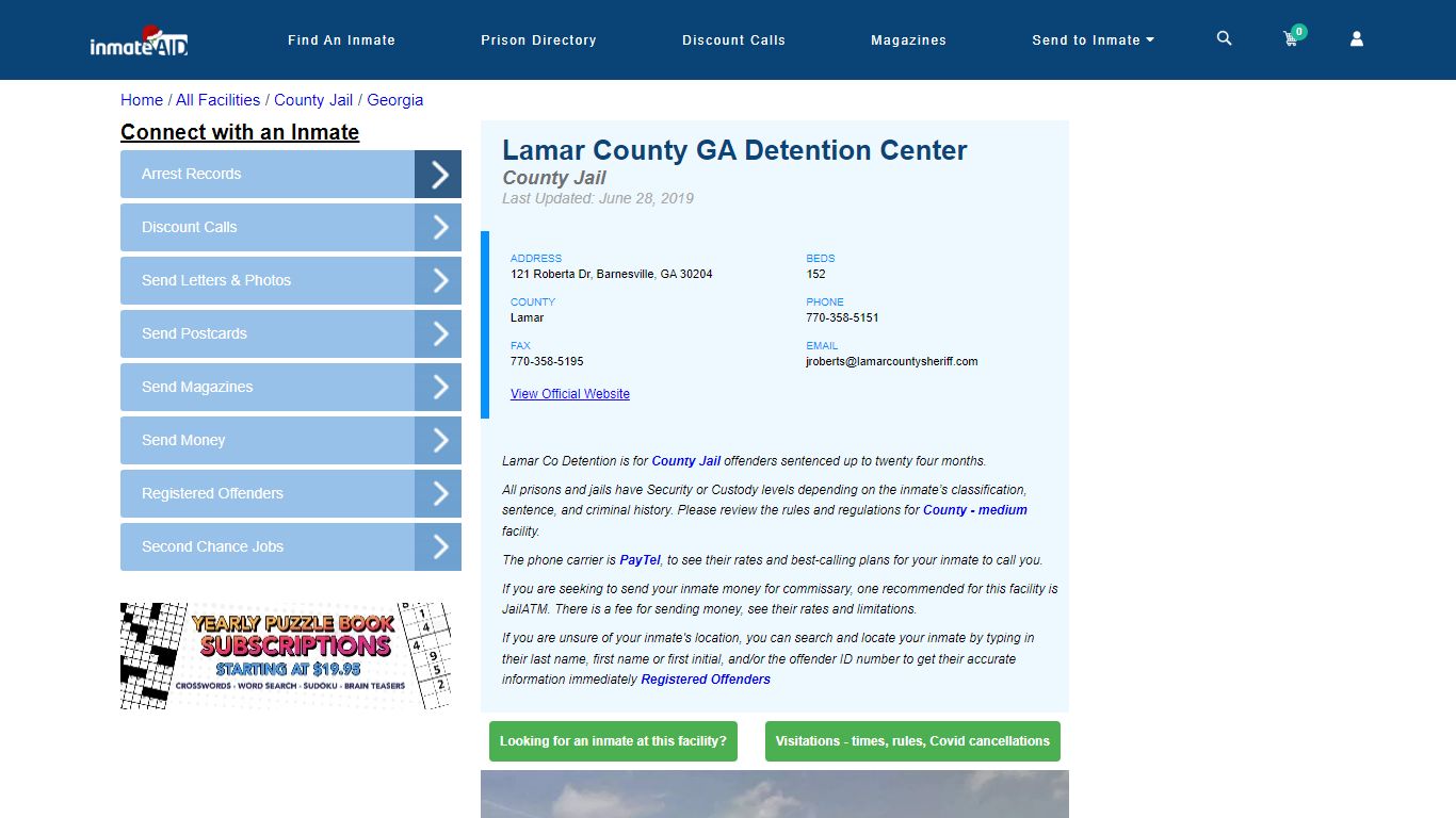 Lamar County GA Detention Center - Inmate Locator - Barnesville, GA