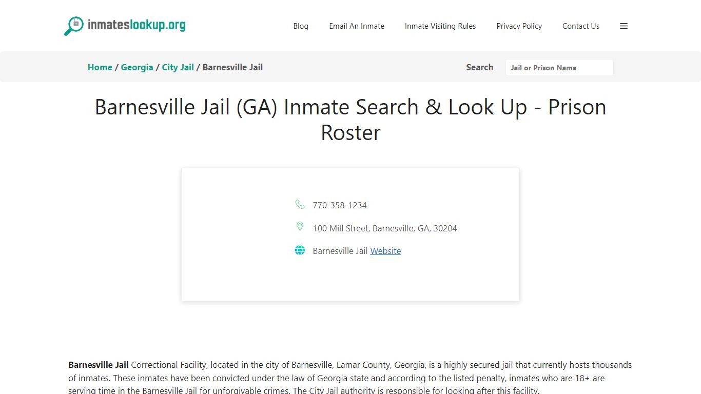 Barnesville Jail (GA) Inmate Search & Look Up - Prison Roster
